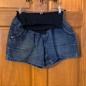 Denim maternity shorts